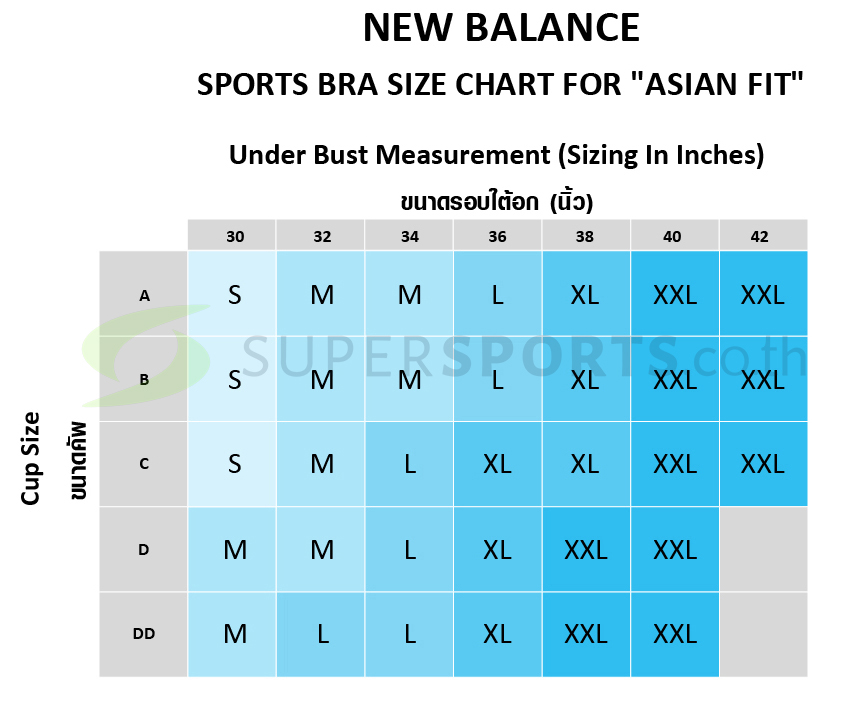new balance sport bra size chart
